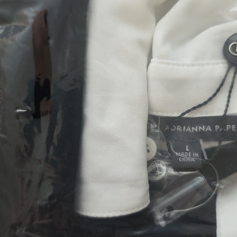 Adrianna Papell Black Button Down Sweater Vest Long Sheer Sleeves Classy Size L - Picture 14 of 14